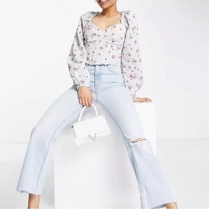 Vero Moda Petite corset detail top in floral print